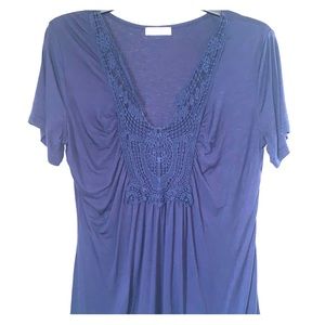 Beautiful lace embellished blue blouse. Size Large